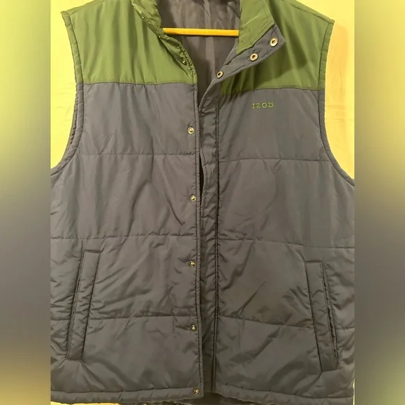 Izod Color Block Puffer Vest Blue/Green Sz Lg - Picture 2 of 7